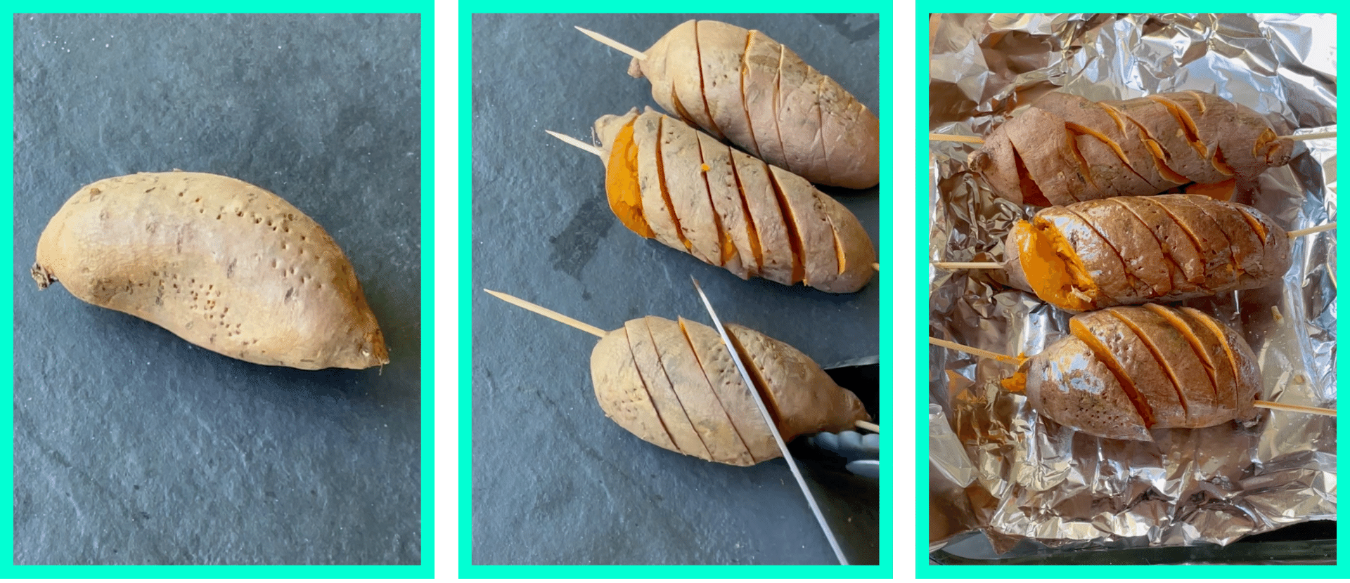 baked sweet potato process