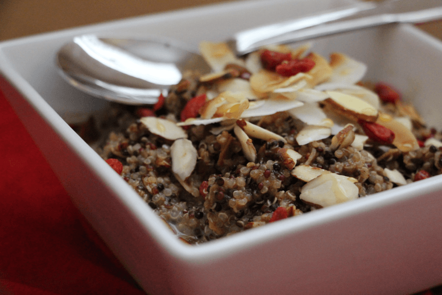 Healthy breakfast recipes: Goji coconut quinoa bowl
