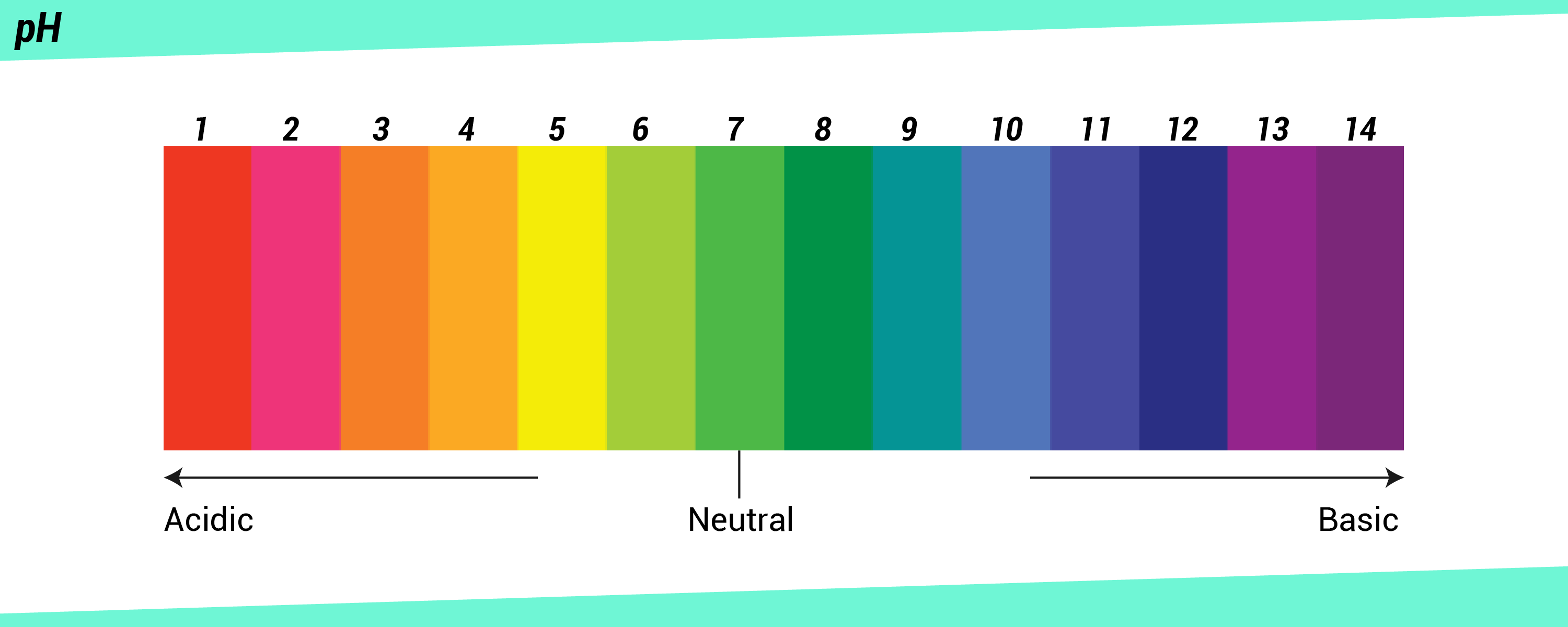 pH scale from acidic to neutral to basic
