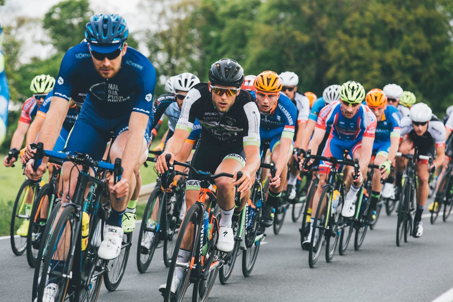 group of cyclists during a race