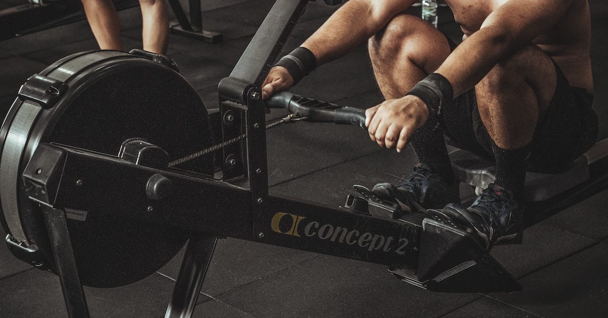 Person uses Concept 2 rowing machine