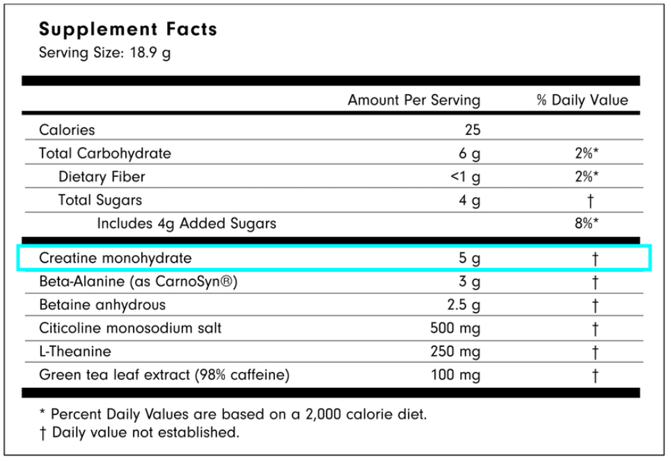 Ladder Energy Creatine Amount