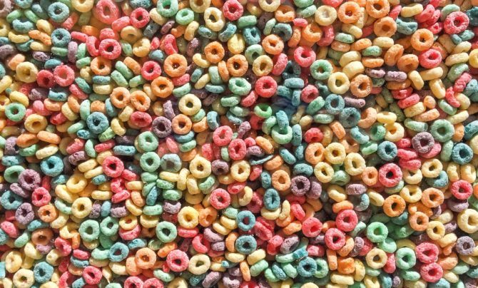 sugary fruit loops cereal