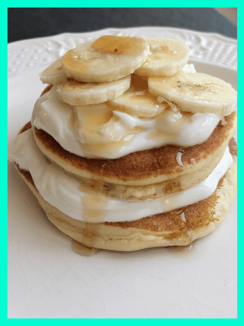 High Protein Banana Cream Pie Pancakes