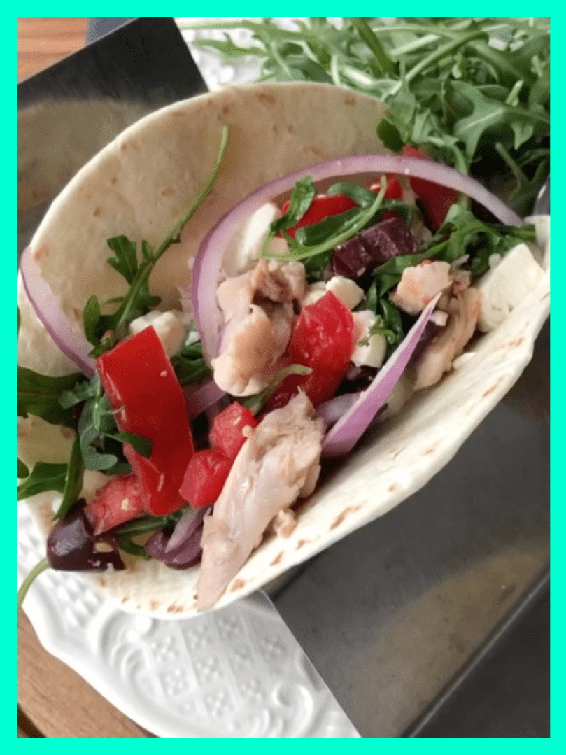 Warm Olive and Feta Chicken Tacos