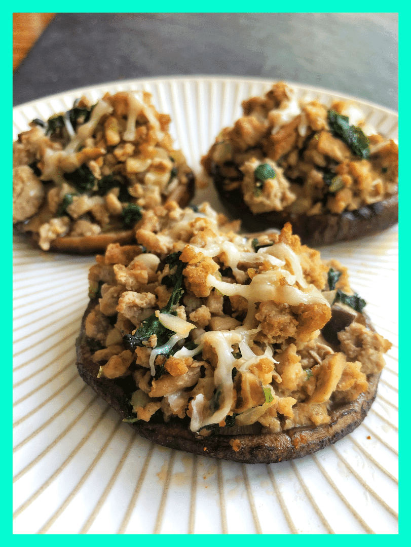 Turkey and Kale Stuffed Shiitake Mushrooms