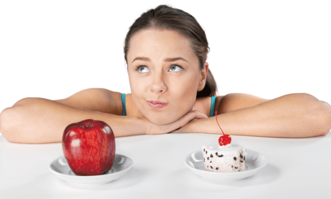 deciding between apple and cake