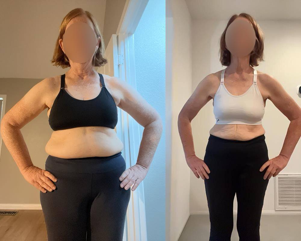 Diana before and after learning how to stay fit while traveling with Born Fitness Coaching